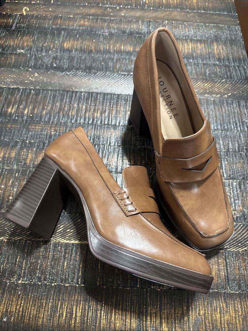 Journee Collection Womens Shoes Penny Loafer Platform Chunky Heel Size 8.5